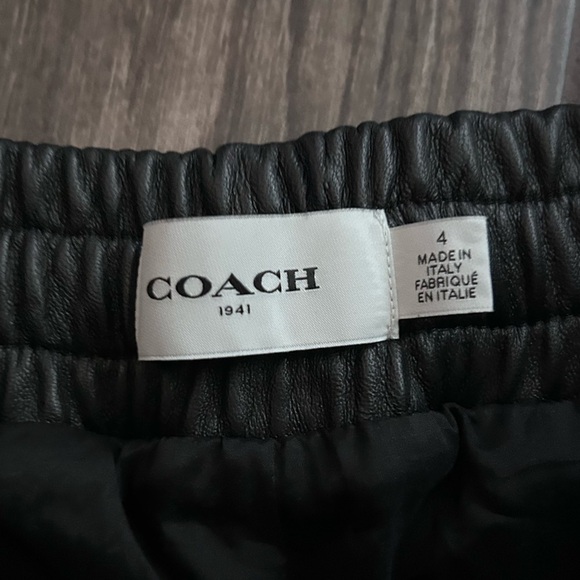 Coach Women’s Leather Joggers Track Pants in Black Sz 4 - Picture 6 of 7